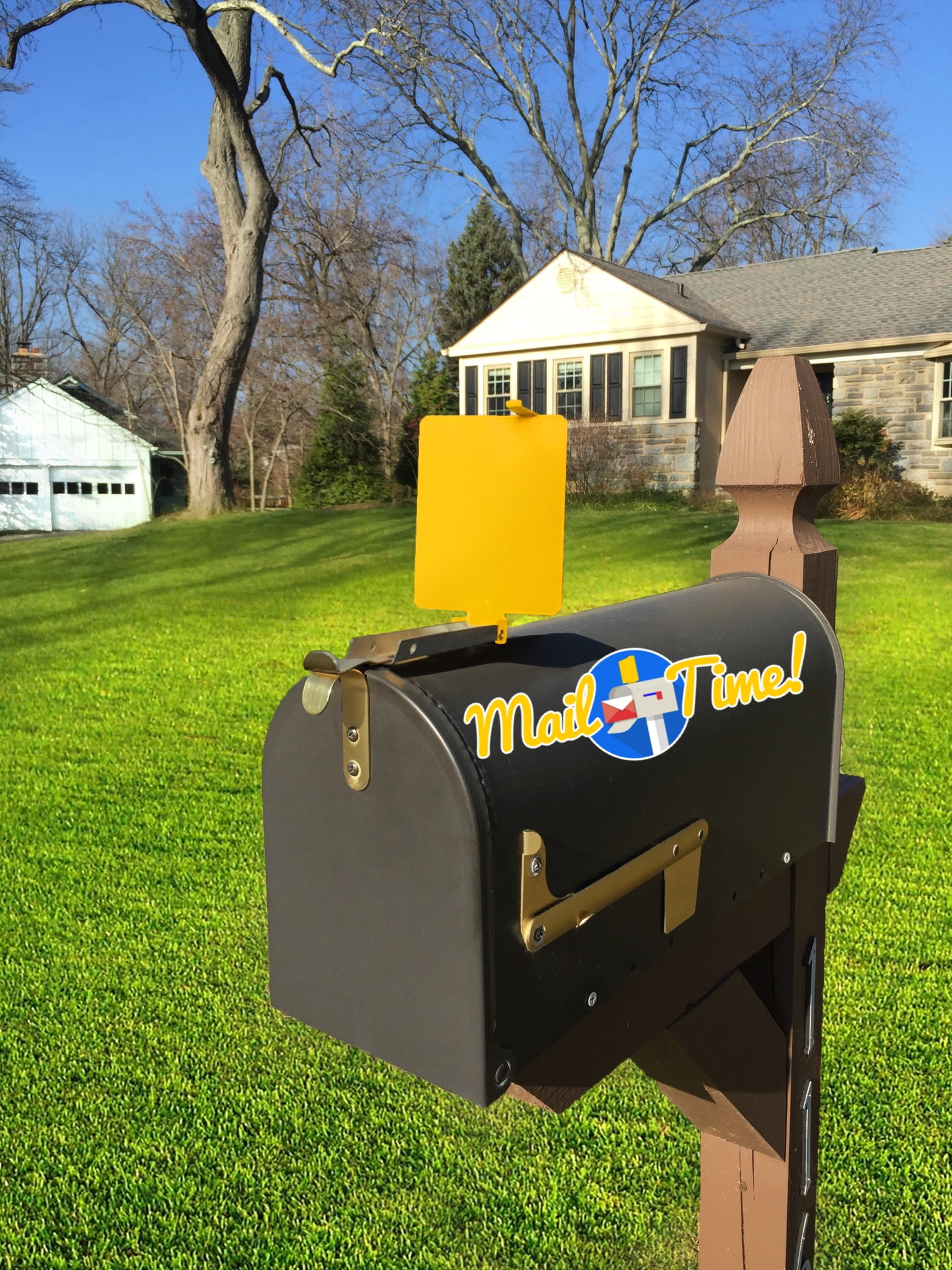 Durable Mail Time Yellow Mailbox Alert Signal Flag for Driveways 