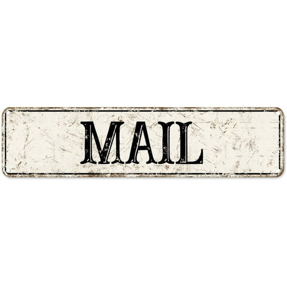 Mail Tin Sign Mail Metal Wall Art Rustic Street Sign Farmhouse Style Decor 4"x16" Easy to Mount Personazlied Novelty Plaque Sign Decor for House Cafe Club Home Or Bar