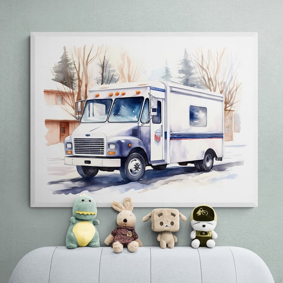 Mail Truck Print, Transportation Art, Unframed Paper Poster 8x10in