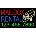 thumbnail image 1 of MailBox Rental with Phone Number LED Neon Sign 13 x 24 - inches, Black Square Cut Acrylic Backing, with Dimmer - Bright and Premium built indoor LED Neon Sign for Store interior and stroefront, 1 of 7