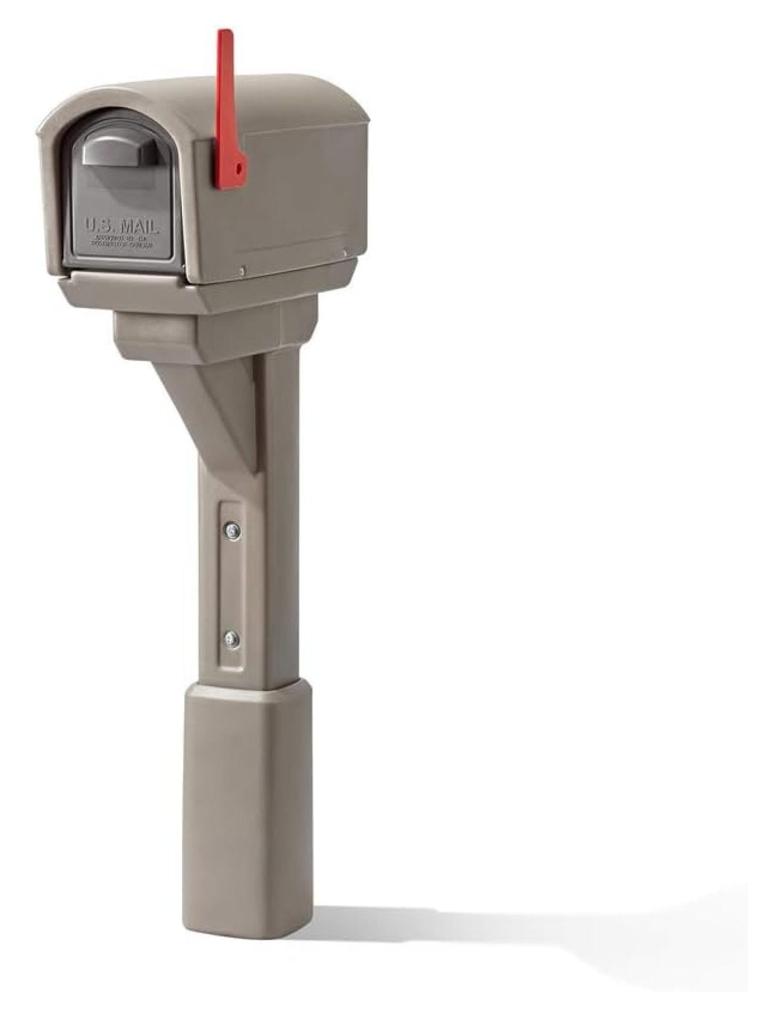 Mocha Plastic Double Door Mailbox with Post and Flag