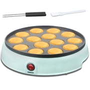 Mailand Electric Dutch Pancakes Maker, 14 x 1.8" Holes Mini Pancakes Machine, Non Stick Coating, Aqua