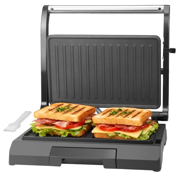 Mailand 2-Slices Sandwichera Electrica, Panini Press, Toaster Presser Flat, Grilled Cheese Maker, Mini Grill, Stainless Steel