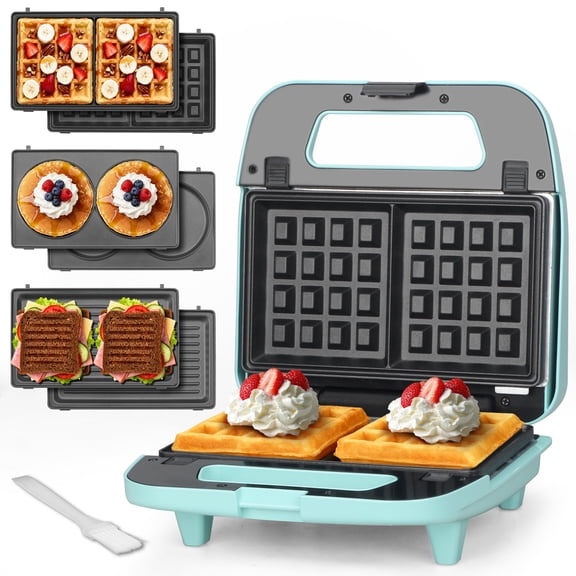 Mailand 3-in-1 Versatile Waffle Maker with Removable Plates, Electric Grill & Pancake Maker Machine, Waflera Maker, Aqua