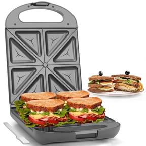 Mailand 4-Slice Breakfast Sandwich Maker Press, Mini Grill Cheese Maker, Panini Press, for Kitchen, Indicator Light & Non-Stick, 1000W, Graphite