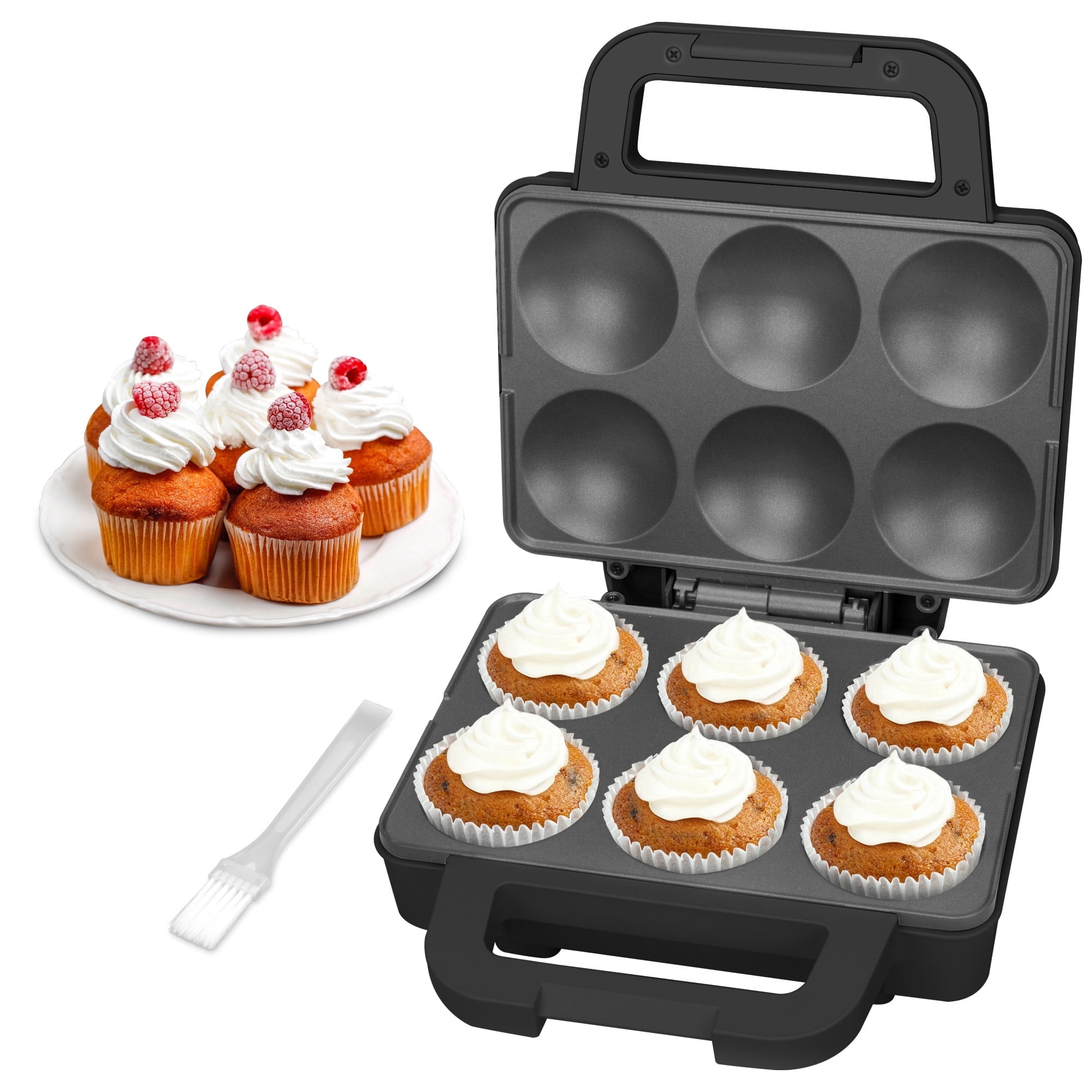 Mailand 6-Count Cupcake Maker, Bakes 6 X 2.5 Inch Cupcakes, Muffins, Pizza Cups, Graphite