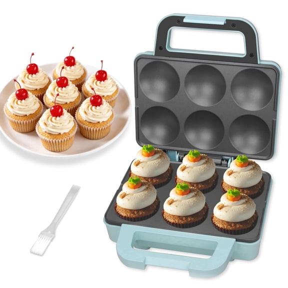 Mailand 6-Count Cupcake Maker, Bakes 6 X 2.5 Inch Cupcakes, Muffins, Pizza Cups, Aqua