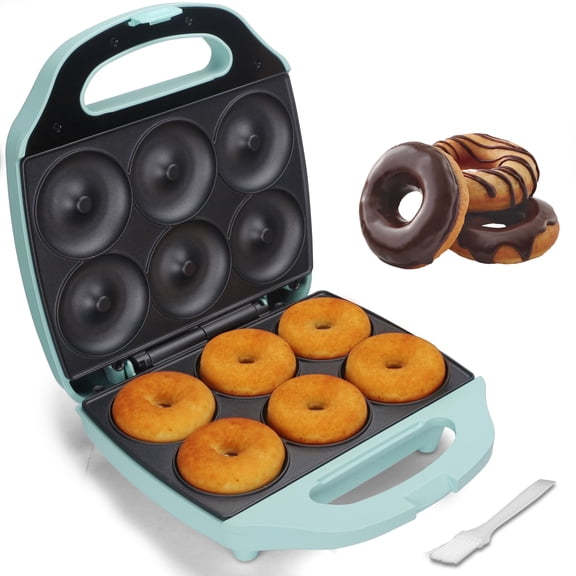 Mailand Mini Donut Maker Machine, Mini Doughnut Maker Machine, Maquina Para Hacer Donas, 6 x 3" Donut Baking Pan, Aqua