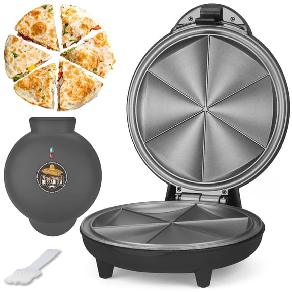 Mailand 8-inch Black Quesadilla Maker for 6 Quesadilla Wedges, Non-Stick Surface, 900W