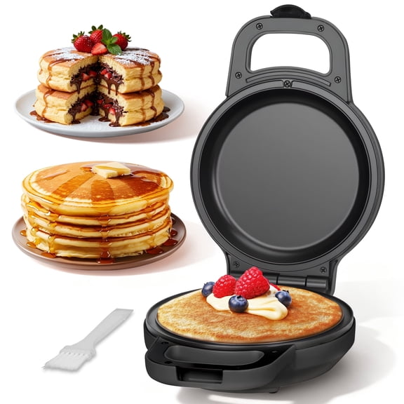 Mailand Flip Pancake Maker Electric Maker, Ceramic Coated Pancake Pan, 6.5 Inch, Graphite