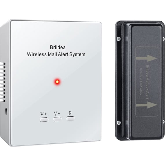 Mailbox Alarm, Briidea 500ft Wireless Mailbox Alert with LED Light Flashing and Sound Reminders
