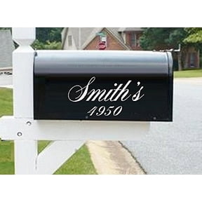 Mailbox (CUSTOM NAME/NUMBER) ~ DECALS Qty Two White 5" X 10"