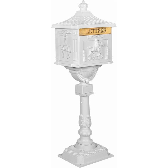 Mailbox Cast Aluminum White Mail Box Postal Box Security Heavy Duty New