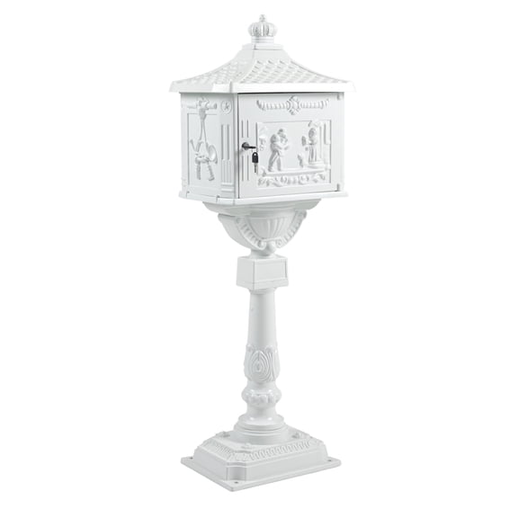 Mailbox Cast Aluminum White Mail Box Postal Box Security Heavy Duty New