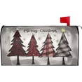 thumbnail image 1 of Mailbox Cover Christmas Red Plaid Snow Xmas Tree Black Texture Letter Box Cover Magnetic Mail Wraps Post Garden Decorations 21x18 in, 1 of 6