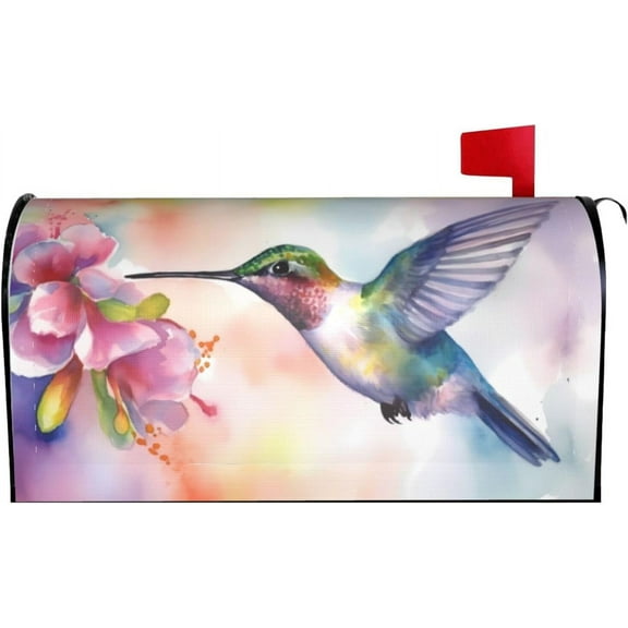 Mailbox Cover, Cute Hummingbirds Letter Box Cover Magnetic Mail Wraps Post Garden Decorations 25.5x21 in