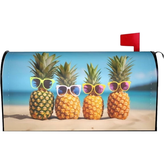 Mailbox Cover Funny Tropical Summer Beach Pineapples Mailbox Covers Magnetic Mail Wraps Post Garden Decorations 21x18 in