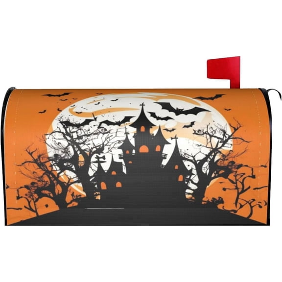 Mailbox Cover, Halloween Wicked House Letter Box Cover Magnetic Mail Wraps Post Garden Decor 25.5x21 in