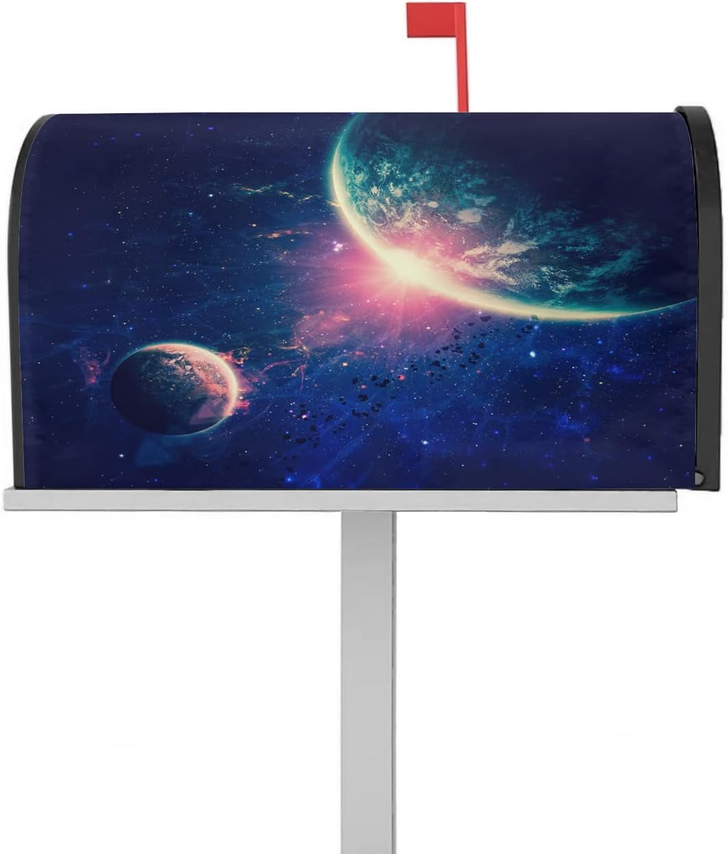 Mailbox Cover Magnetic Mailbox Wraps, Beautiful Outer Space Planet Mailbox Covers Large Size 21x25.5 Inch Mail Wrap Post Letter Box Decoration for Outdoor Gardern Yard