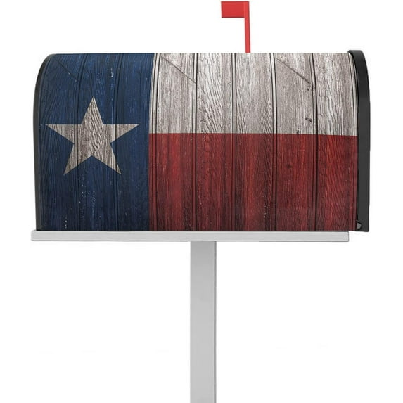 Mailbox Cover Magnetic Mailbox Wraps, Vintage Wood Texas Flag Mailbox Covers Large Size 21x25.5 Inch Mail Wrap Post Letter Box Decoration for Outdoor Gardern Yard