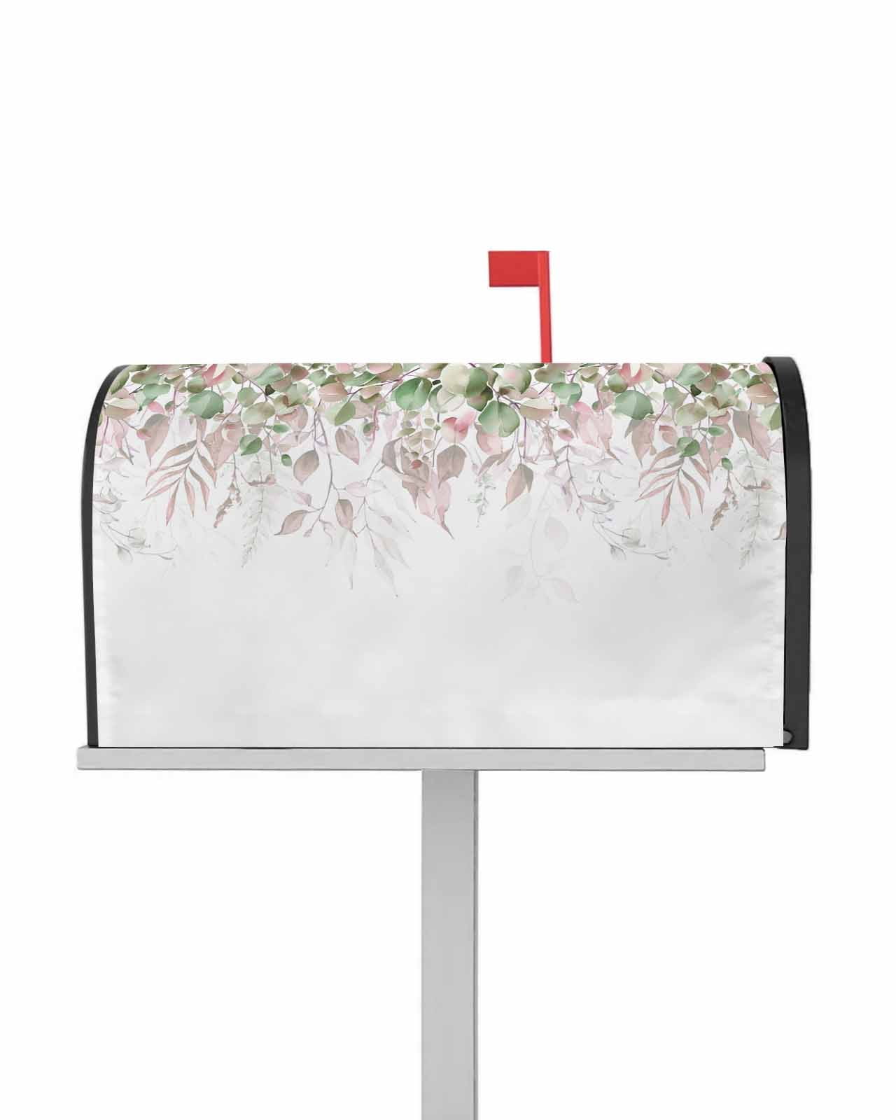 Mailbox Cover Magnetic Pink Green Eucalyptus Leaves Spring Plant Leaf ...