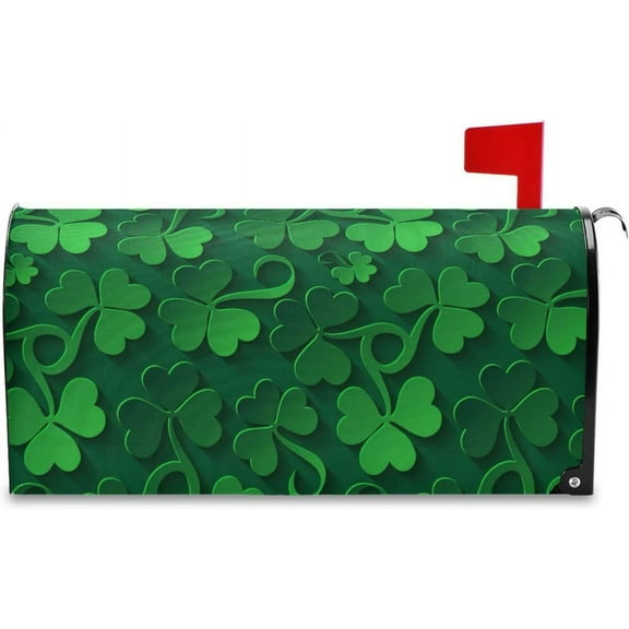 Mailbox Cover Magnetic St. Patricks Day Shamrock Leaves Mail Wraps Cover Magnetic 25.5 x 21 Inch