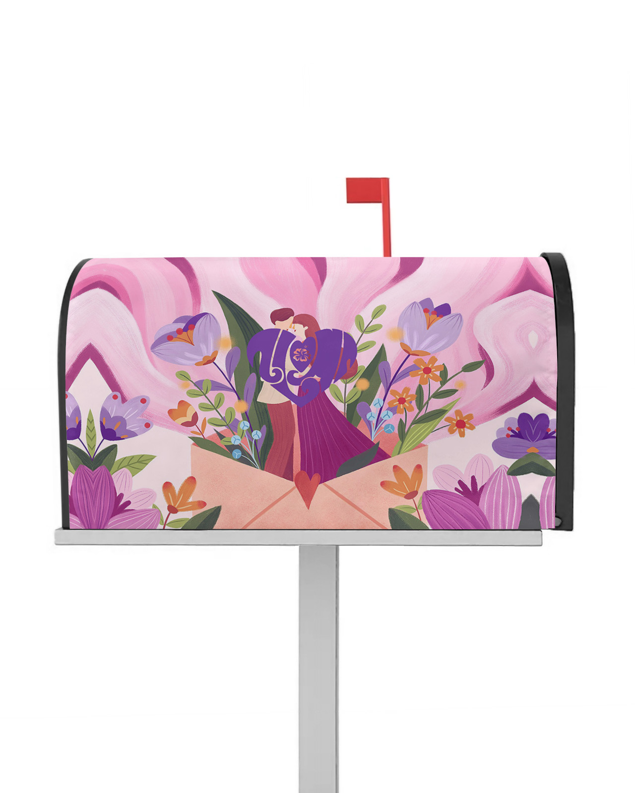 Mailbox Post Wraps Mailbox Cover Magnetic Valentine's Day Hand Drawn Cartoon People with ...