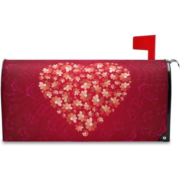 Mailbox Cover Magnetic Valentine''s Day Paisley Heart Mail Wraps Cover Magnetic 25.5 x 21 Inch