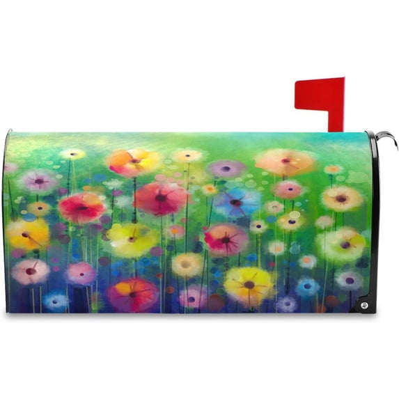 Mailbox Cover Magnetic Watercolor Abstract Flowers Mail Wraps Cover Magnetic 18 x 21 Inch