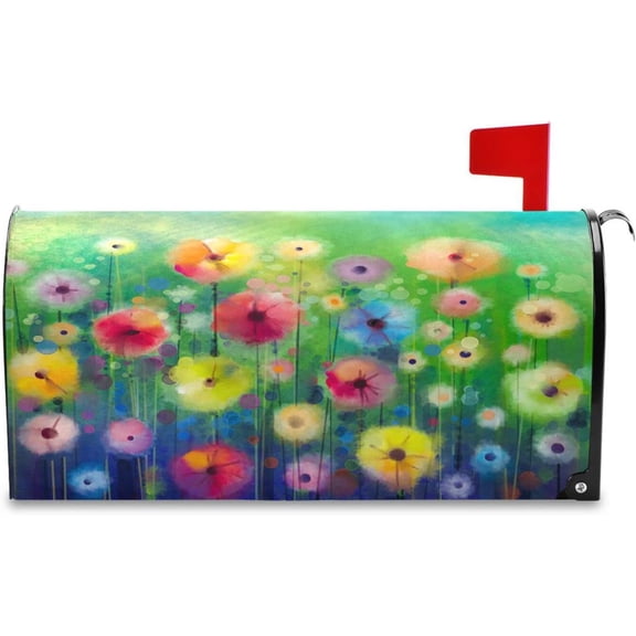 Mailbox Cover Magnetic Watercolor Abstract Flowers Mail Wraps Cover Magnetic 18 x 21 Inch