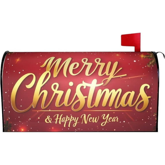 Mailbox Cover Merry Christmas Winter Happy New Year Letter Box Cover Magnetic Mail Wraps Post Garden Decor 25.5x21 in