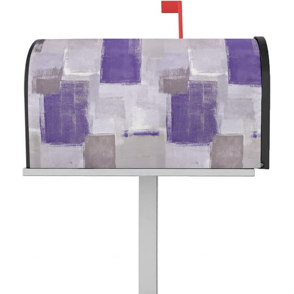 Mailbox Cover Purple Abstract Geometric Oil Painting Mailbox Covers Magnetic Standard Size,Post Box Cover for Outdoor Garden Yard,Grey Gradient Watercolor Art Mailbox Wraps Mailbox Decals 21x18in