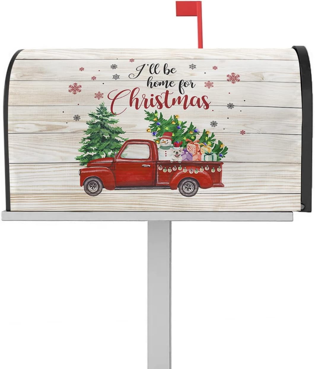 Mailbox Cover Red Farm Truck Christmas Snowman Dog Mailbox Covers Standard Size,Post