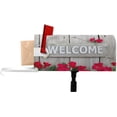 thumbnail image 1 of Mailbox Cover Standard Welcome Magnetic Mail Covers Wrapped Letter Post Box Perfect for Outdoor Display 21×18 Inch The Sign Hanging on Rustic Wood Fence with Flower Border of Red Roses, 1 of 6