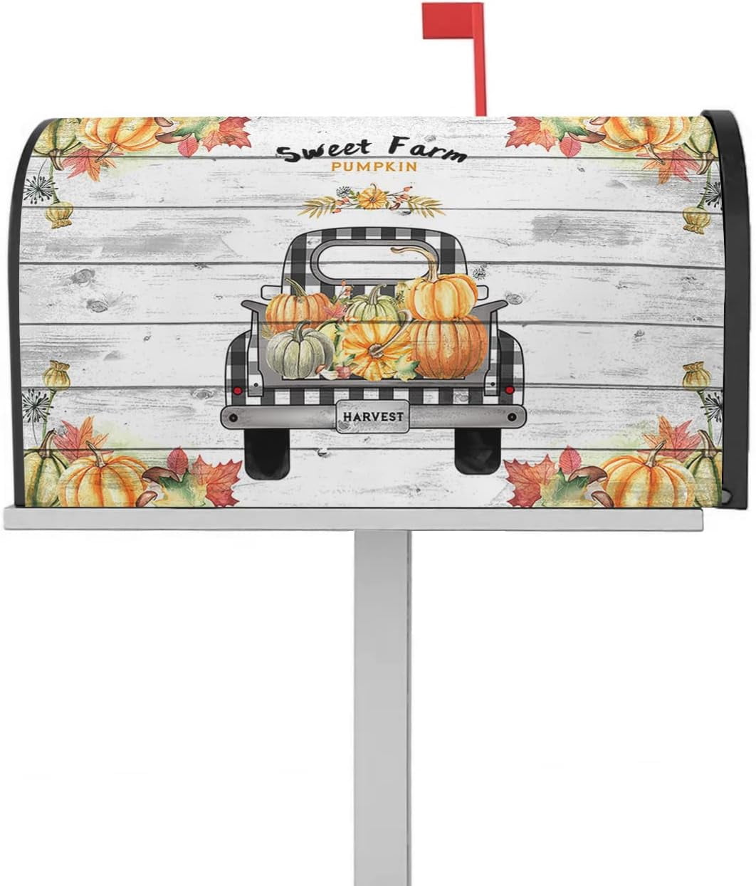 Mailbox Cover, Thanksgivingin Fall Farm Pumpkin Mailbox Wrap Magnetic Mailbox Covers for Garden Yard Outdoor Decoration,Farmhouse Home Mailbox Post Box Cover Wraps Standard Size 18"x21"