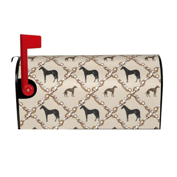 Mailbox Covers, Cartoon Cool Horse Hunting Dog Cute Welcome Mailbox Cover Magnetic Standard Size 21" x 18", Decorative Mailbox Covers Post Letter Box Wrap Cover Decor for Outdoors