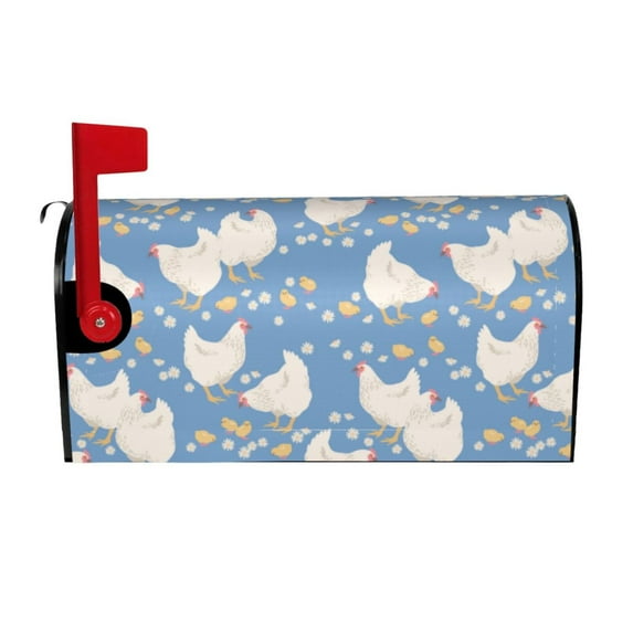 Mailbox Covers, Cartoon Cute Chicken Daisy Cute Welcome Mailbox Cover Magnetic Standard Size 21" x 18", Decorative Mailbox Covers Post Letter Box Wrap Cover Decor for Outdoors