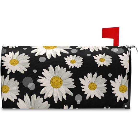 Mailbox Covers, Daisy Flower Floral Polka Dot Mailbox Covers Oxford Cloth Post Box Cover with Magnetic Strip for Garden Yard Decor