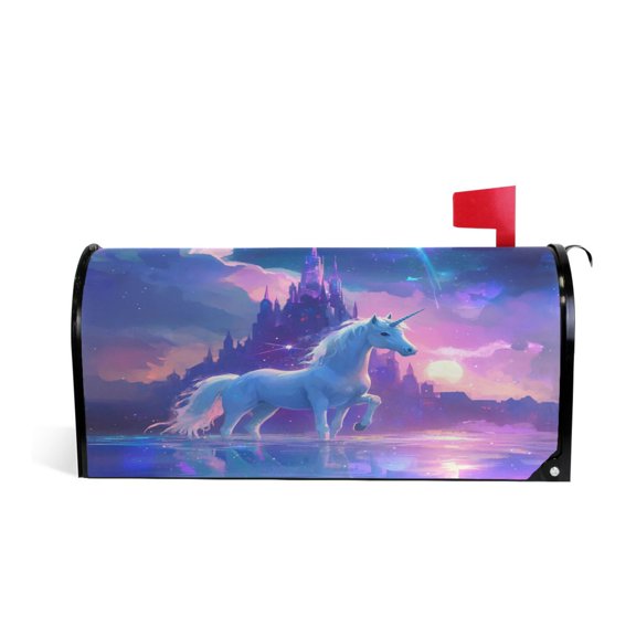 Mailbox Covers Magnetic Large Size 25.4x20.78 in Mailbox Wraps Post for Garden Yard Decor A White Unicorn