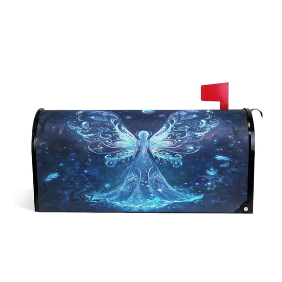 Mailbox Covers Magnetic Large Size 25.4x20.78 in Mailbox Wraps Post for Garden Yard Decor Blue Glowing Fairy
