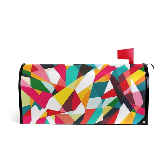 Mailbox Covers Magnetic Large Size 25.4x20.78 in Mailbox Wraps Post for Garden Yard Decor Colorful Abstract Geometric Shapes