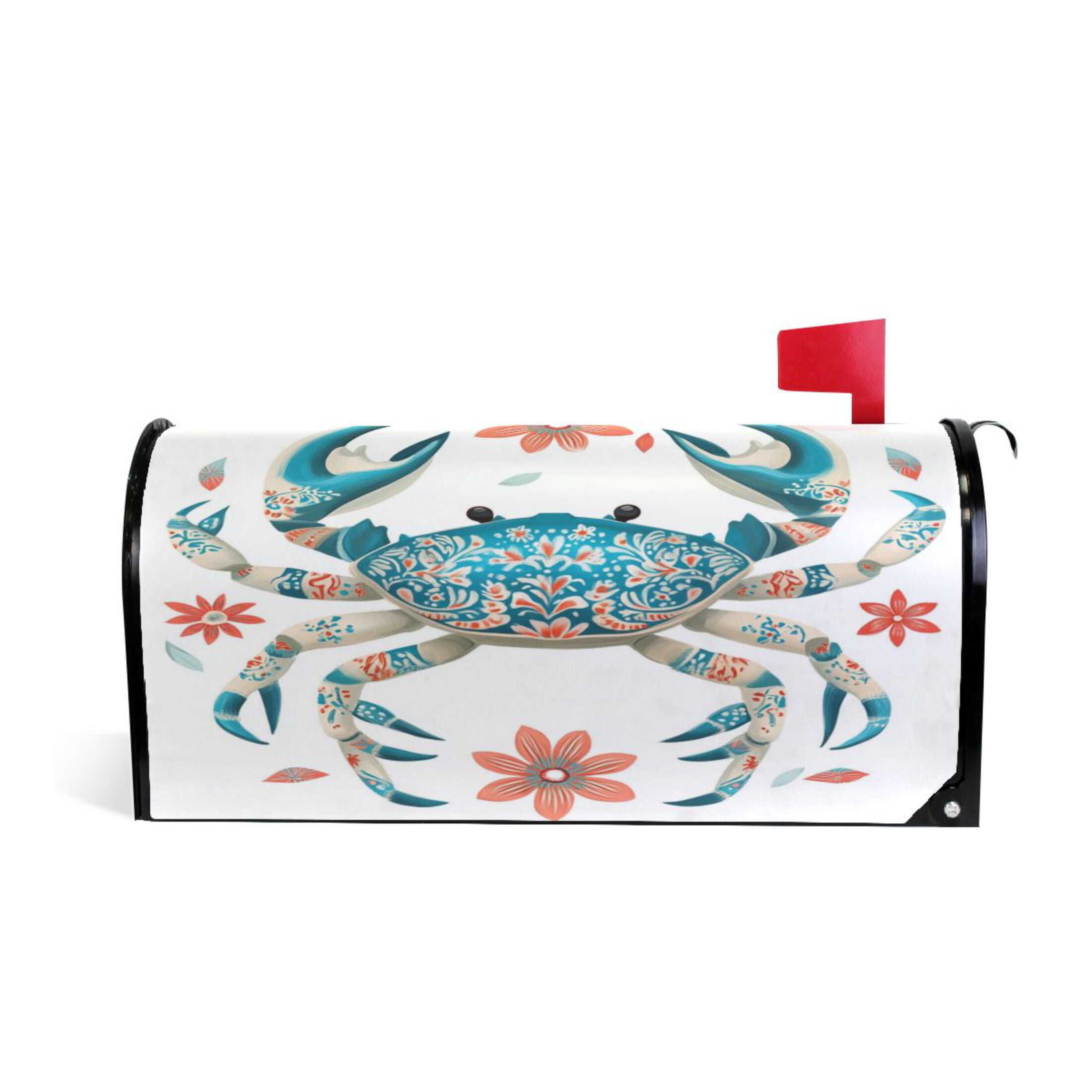 Mailbox Covers Magnetic Large Size 25.4x20.78 in Mailbox Wraps Post for Garden Yard Decor Colorful Blue Crab