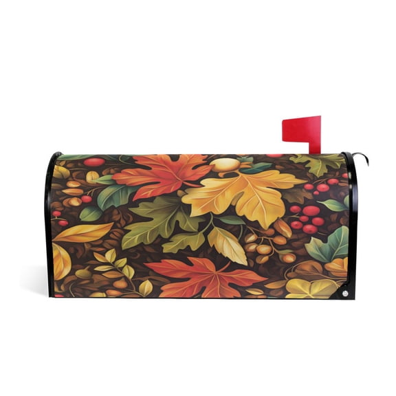 Mailbox Covers Magnetic Large Size 25.4x20.78 in Mailbox Wraps Post for Garden Yard Decor Colorful Leaves and Acorns