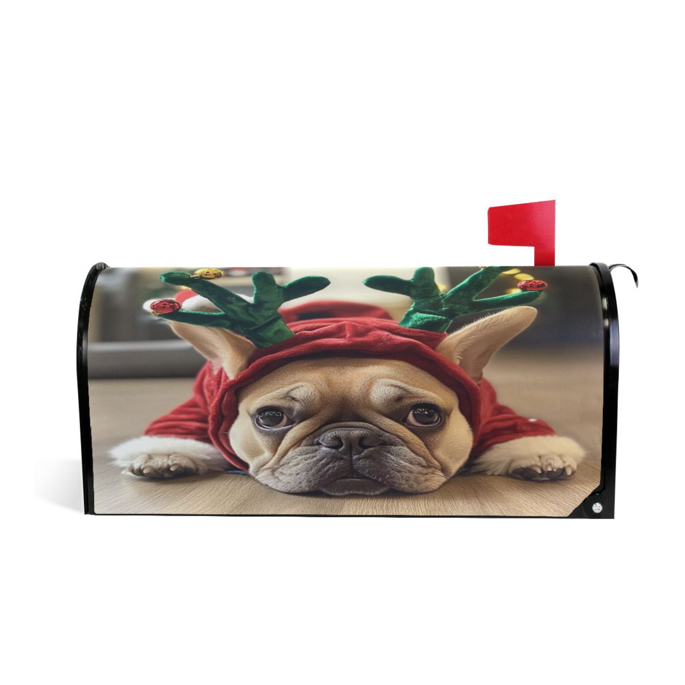 Mailbox Covers Magnetic Large Size 25.4x20.78 in Mailbox Wraps Post for Garden Yard Decor Cute French Bulldog