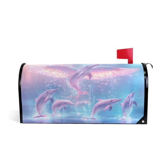 Mailbox Covers Magnetic Large Size 25.4x20.78 in Mailbox Wraps Post for Garden Yard Decor Dolphins and Birds