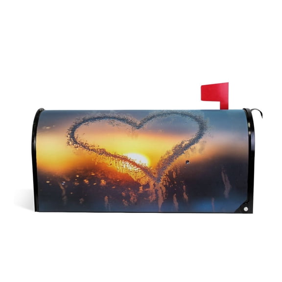 Mailbox Covers Magnetic Large Size 25.4x20.78 in Mailbox Wraps Post for Garden Yard Decor Heart on The Window