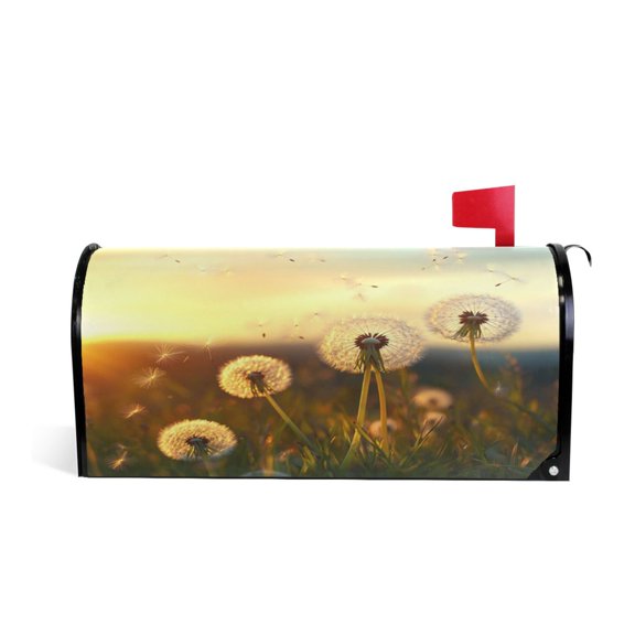 Mailbox Covers Magnetic Large Size 25.4x20.78 in Mailbox Wraps Post for Garden Yard Decor Lots Of Dandelions