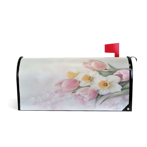 Mailbox Covers Magnetic Large Size 25.4x20.78 in Mailbox Wraps Post for Garden Yard Decor Tulips and Daffodils