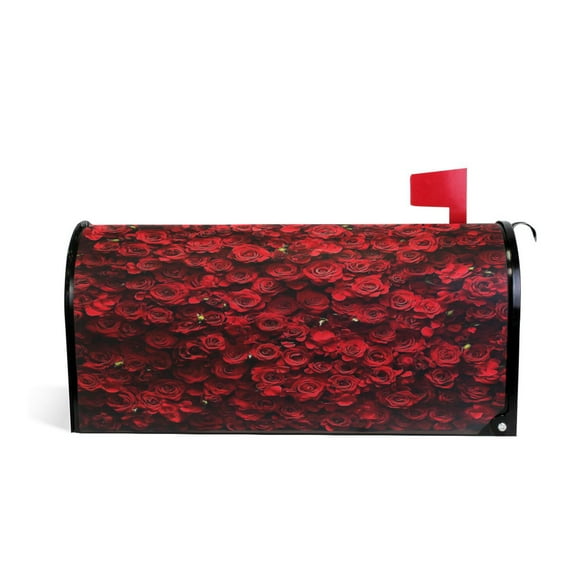 Mailbox Covers Magnetic Large Size 25.4x20.78 in Mailbox Wraps Post for Garden Yard Decor Wall Of Red Roses