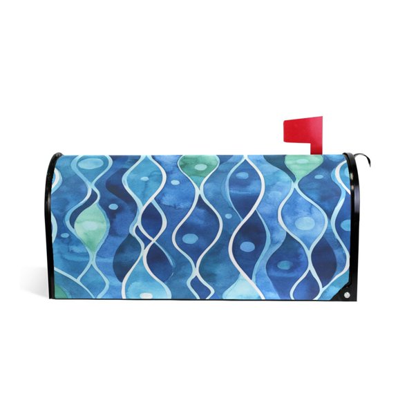 Mailbox Covers Magnetic Large Size 25.4x20.78 in Mailbox Wraps Post for Garden Yard Decor Watercolor Wavy Pattern